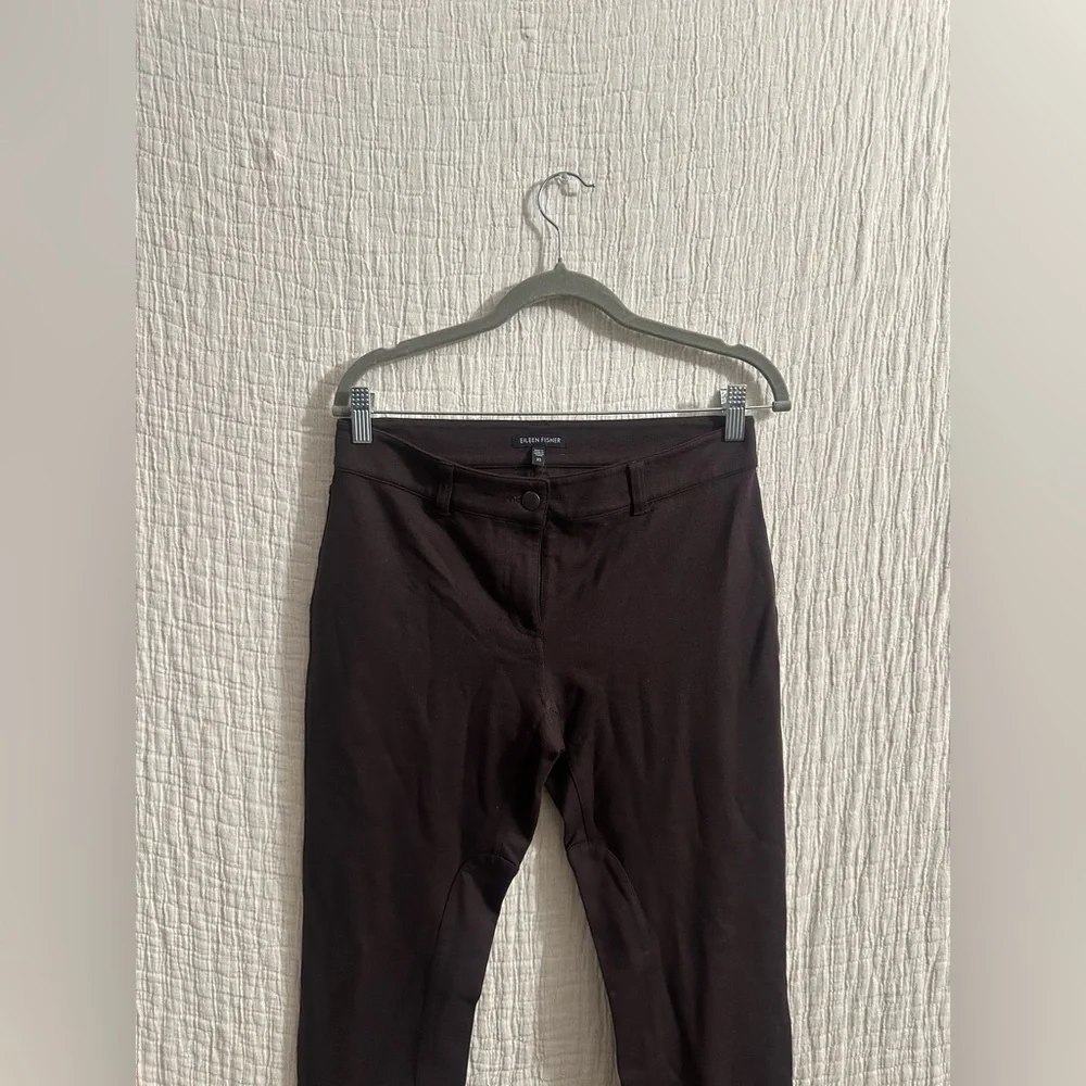 Eileen Fisher Cotton Blend Ponte High-Waisted Slim Pants color Espresso Sz Xs
